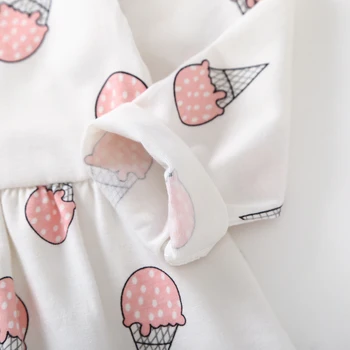 NOVO Outono Criança Bebê Vestidos de Menina Bonito sorvete de Impressão Traje de Princesa Manga Longa Vestido de Noite