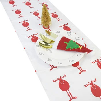 Natal Runner Tabela Enfeite De Papai Noel Elk Impresso Pano De Mesa De Jantar Bandeira Feliz Natal Toalha De Mesa Da Casa, De Ano Novo Navidad