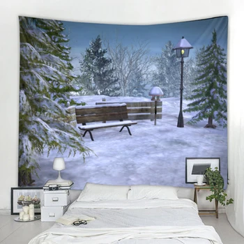 Natal Tapeçaria de Neve de Natal Impressão de Fundo de Parede de Natal arte da tapeçaria, sala de estar, quarto, decoração, tapeçaria