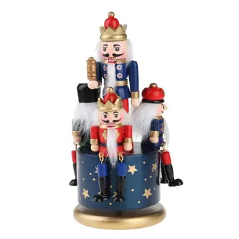 Natal de Madeira Guarda Decorações quebra-nozes de Decoração de 4 Soldado de Brinquedo, Caixa de Música de Presente E7CB
