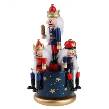 Natal de Madeira Guarda Decorações quebra-nozes de Decoração de 4 Soldado de Brinquedo, Caixa de Música de Presente E7CB
