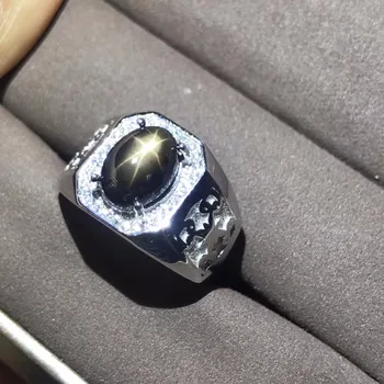 Natural starlight safira homens anéis e star line bom ambiente de design 925 de prata anel de dedo de número pode ser personalizado