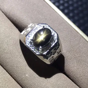 Natural starlight safira homens anéis e star line bom ambiente de design 925 de prata anel de dedo de número pode ser personalizado
