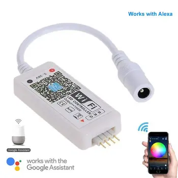 New LED WiFi Remote Controller Works with Alexa/Google Home Voice Control for 5050/3528 RGB LED Strip Lights Change/Dimmer/Timer