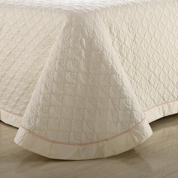 Nordic Bege Sólido Simples Quilting Bedsheet de Impressão Algodão, Costura Bedlinens Tampa de Cama 3pcs Colcha Conjunto de Fronhas