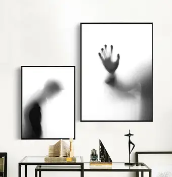 Nordic Minimalista Figura Abstrata Sombra Tela de Pintura Modelo de Cartaz de Homem e Mulher Parede a Imagem de Decoração para Sala de estar
