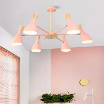 Nordic de madeira LED candelabro de transformar a moderna lustre de jantar, led luz de teto de vida da lâmpada do teto LEVOU as luzes do tecto do quarto