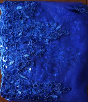 Nova Chegada Azul Royal Bling Lantejoulas Laço Curto Véu De Noiva Uma Camada De Casamento Lindo Véu De Noiva Acessórios