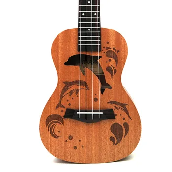 Nova De 21 Polegadas Sapele Padrão Golfinho Ukulele Havaí Mini Guitarra De 4 Cordas Uke Marrom Rosewood Instrumento Ukelele Presente