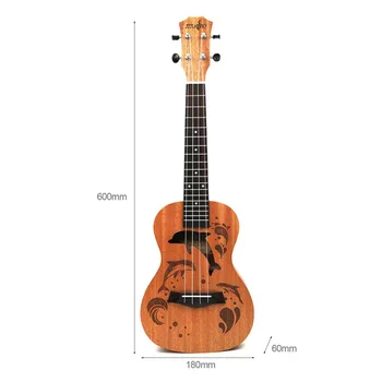 Nova De 21 Polegadas Sapele Padrão Golfinho Ukulele Havaí Mini Guitarra De 4 Cordas Uke Marrom Rosewood Instrumento Ukelele Presente