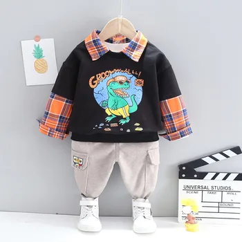 Nova Primavera Crianças dos desenhos animados de Roupas de Bebê Meninos, Meninas T-Shirt, Calças de 2Pcs/conjuntos de Outono Crianças do Algodão da Criança Roupa Infantil de Treino