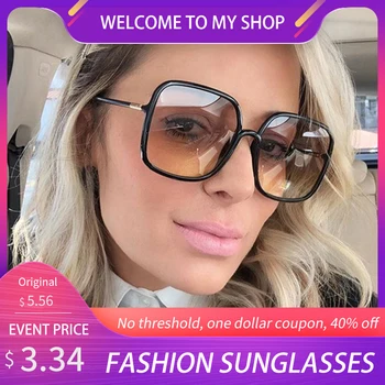 Novo 2020 Moda As Mulheres Oversize Óculos De Sol Gradiente De Plástico, Designer Da Marca Feminina De Óculos De Sol Uv400 Lentes De Sol Mujer