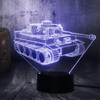 Novo Design Legal Máquina Tanque de Novidade Lâmpada de Mesa LED 3D da Noite de Luz 7 Mudança de Cor de Decoração Sala Brilho Garoto de Natal lâmpada de Brinquedo