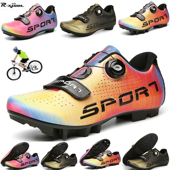 Novo Luminosa MTB Tênis Homens Mulheres Sapatos de Ciclismo de Auto-bloqueio da Estrada de BTT Bike Tênis Profissional de Amortecimento, Sapatos de Desporto 36-48#