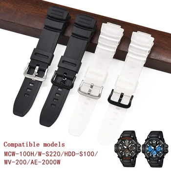Novo Relógio de Silicone Banda para Casio MCW-100H/110H/W-S220/HDD-S100 WV-200/AE-2000/2100 de Resina Pulseira de 16mm relógio de Pulso Acessórios
