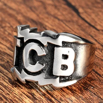 Novo anel de aço inoxidável dos homens 's jóias por atacado carta TCB titânio anel de aço