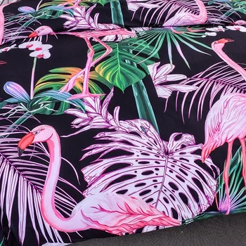 Novo e Quente Estilo de Impressão Flamingo Algodão 2/3pcs Conjunto de roupa de Cama a Cama Em Um Saco de Tamanho Único Camas de Casal Completo cama Queen King