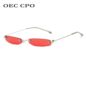 Novo sem aro Retângulo Óculos de sol das Mulheres da Moda Pequena sem moldura, Óculos de Sol dos Homens Feminino Punk Óculos Tons UV400 Óculos