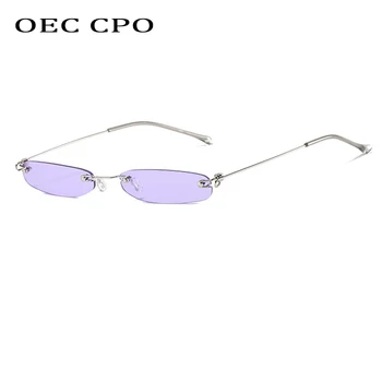 Novo sem aro Retângulo Óculos de sol das Mulheres da Moda Pequena sem moldura, Óculos de Sol dos Homens Feminino Punk Óculos Tons UV400 Óculos