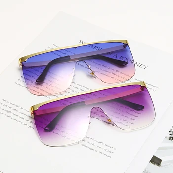 Novo sem aro dos Óculos de sol de Marca, Design, Mulheres, Homens de Metal de grandes dimensões Óculos de sol da Moda de Luxo UV400 Óculos Tons oculos de sol