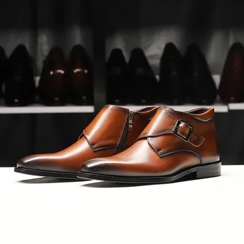 Novos fabricantes de atacado primeira camada de couro Martin botas homens clássico Britânico de negócios high-end jovens formal sapatos de homens quentes