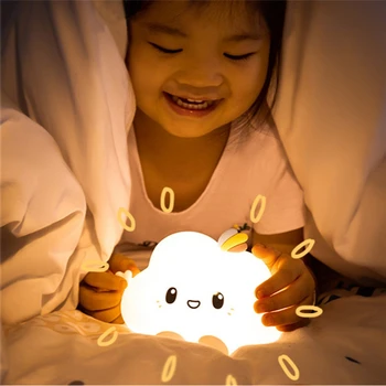 Nuvem de Luz da Noite do DIODO emissor de Luz com Sensor de Toque Macio Viveiro Lâmpada de Luz de Cabeceira Gece Lambası Noite Lâmpada para crianças, Crianças de Presente