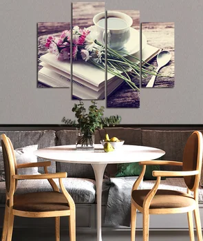 O envio gratuito de 4 peças de Frower Chá e Café Moderno, Tela de Impressão, Pintura de Parede de Imagem Art de Decoração Para a Sala da Cozinha Unframed F18866