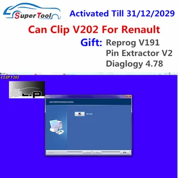 O mais novo OBD2 Diagnóstico de Software do Scanner Para a Renault Pode Clipe V203+Dom Reprog V191+Pino Extrator V2 Dealer do Banco de dados Eletrônico