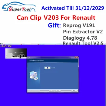 O mais novo OBD2 Diagnóstico de Software do Scanner Para a Renault Pode Clipe V203+Dom Reprog V191+Pino Extrator V2 Dealer do Banco de dados Eletrônico