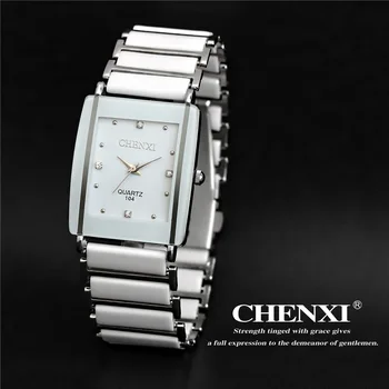 O mais novo hot vendas de moda de alta qualidade da marca chenxi mulheres homens casais de Lazer relógio impermeável Quadrado de cerâmica relógio de pulso CX-104
