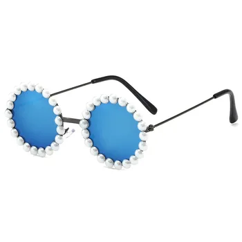 O novo artesanal pérola crianças óculos de sol B138 lugar baby fashion street snap óculos redondos atacado