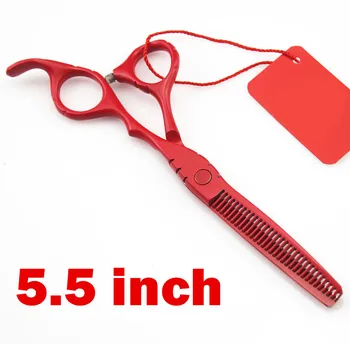 O novo profissional de 5,5 polegadas 6 polegadas Japão aço 440C cabelo vermelho tesoura de desbaste barbeiro salão de cabeleireiro, tesouras, tesouras de frete Grátis