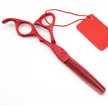 O novo profissional de 5,5 polegadas 6 polegadas Japão aço 440C cabelo vermelho tesoura de desbaste barbeiro salão de cabeleireiro, tesouras, tesouras de frete Grátis