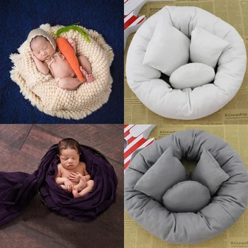 OUTAD 4PCS/Set Bebê Recém-nascido Fotografia Travesseiro Cesta de Enchimento Bebê Trigo Donut Posando Adereços posando saquinho de feijão Studio travesseiro decorar