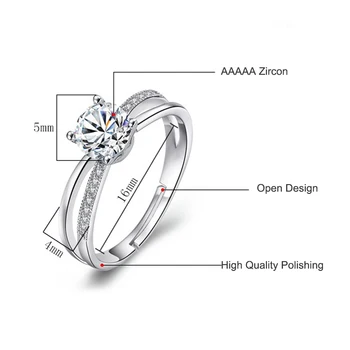 Oferta especial Reais, S925 Sterling Anéis de Forma Redonda Redimensionável Mulheres Princess Jóias Anéis JN0303