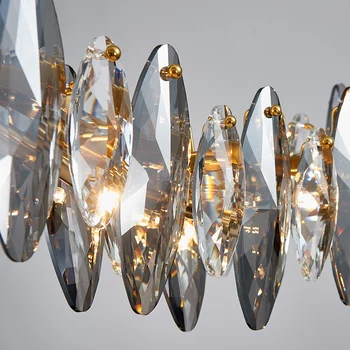 Onda de design moderno, de cristal de luz lustre para sala de jantar de luxo fumaça cinza cristal, as lâmpadas de breves, ilha de cozinha travar lâmpadas
