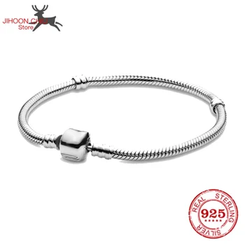 Original Pando charme cadeia bracelete de Cobra 925 pulseira de prata esterlina de moda feminina clássica de alta qualidade DIY jóias