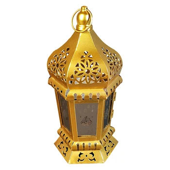 Ouro Luzes LED Lanterna Eid Mubarak Ramadã Lâmpada para Casa Islâmica de Suprimentos