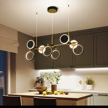 Ouro/Preto Moderno, Simples LED Candelabro da iluminação da Cozinha da sala de Jantar Ilha Luzes de Suspensão Bar Restaurante luminária Rotatable