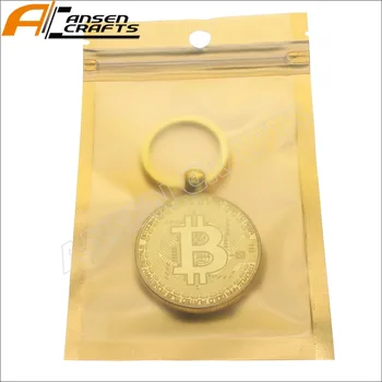 Ouro bitcoin anel chave com cápsula de alta qualidade