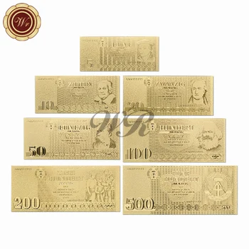 Ouro de Notas De 1985, Ano Total Definido Alemanha 5,10,20,50,100,200,500 Metal Puro Banhado a Ouro de Notas para Coleta Presentes