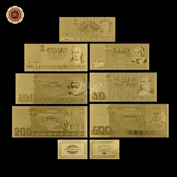 Ouro de Notas De 1985, Ano Total Definido Alemanha 5,10,20,50,100,200,500 Metal Puro Banhado a Ouro de Notas para Coleta Presentes