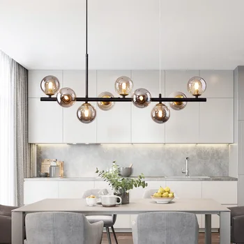 Ouro nórdico LED luminária Bola de Vidro Para Cozinha Sala de Jantar de Suspensão de Suspensão de Iluminação do Candelabro de Design Moderno