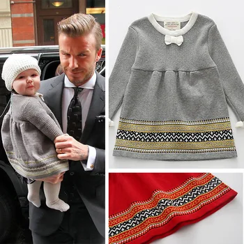 Outono inverno para crianças de tricô de lã vestido de 2020 as novas meninas' malha lace vestido de Princesa, Bebê de algodão de malha de lã do vestido