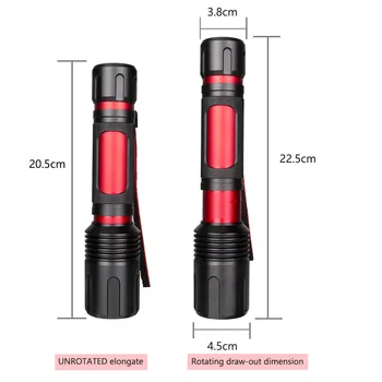 P50 Lanterna LED 5 Modos de Trabalho Tocha Rotatary Zoom Lanterna Impermeável Acampamento de Luz T6 Flashlamp Poder por 2*18650 Bateria