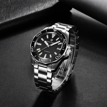 PAGANI DESIGN Novo Relógio Mecânico de melhor Marca de Luxo Safira Vidro de Relógio Automático Aço Inoxidável, Impermeável 100M Homens do Relógio