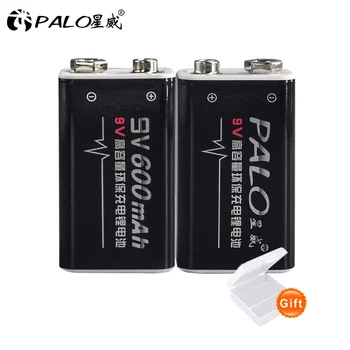 PALO 2pcs de 9V 6F22 600mAh Bateria Recarregável de lítio de 2 pcs peças de 9 volts bateria de li-ion li ion baterias liion