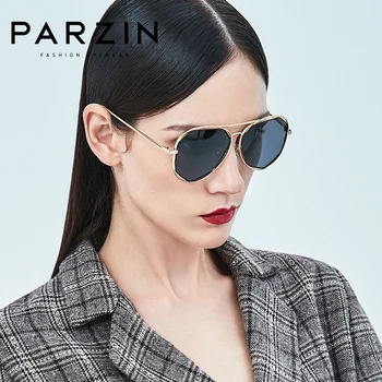 PARZIN Piloto de Óculos de sol Polarizados Mulheres marca de luxo de Moda Grande Armação de Liga de Óculos de Sol para a Condução de Senhora Acessórios UV400