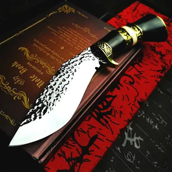 PEGASI Vácuo forjado afiada Nepalês tático faca com a cor de bronze cabo de madeira para a caça exterior da curva fechada faca ao ar livre da ferramenta