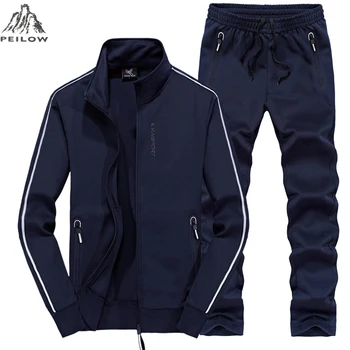 PEILOW plus size L~7XL 8XL casaco de inverno homens outwear casacos de Moletom Agasalho Homens sportswear Atleta masculino do conjunto jaqueta+calça